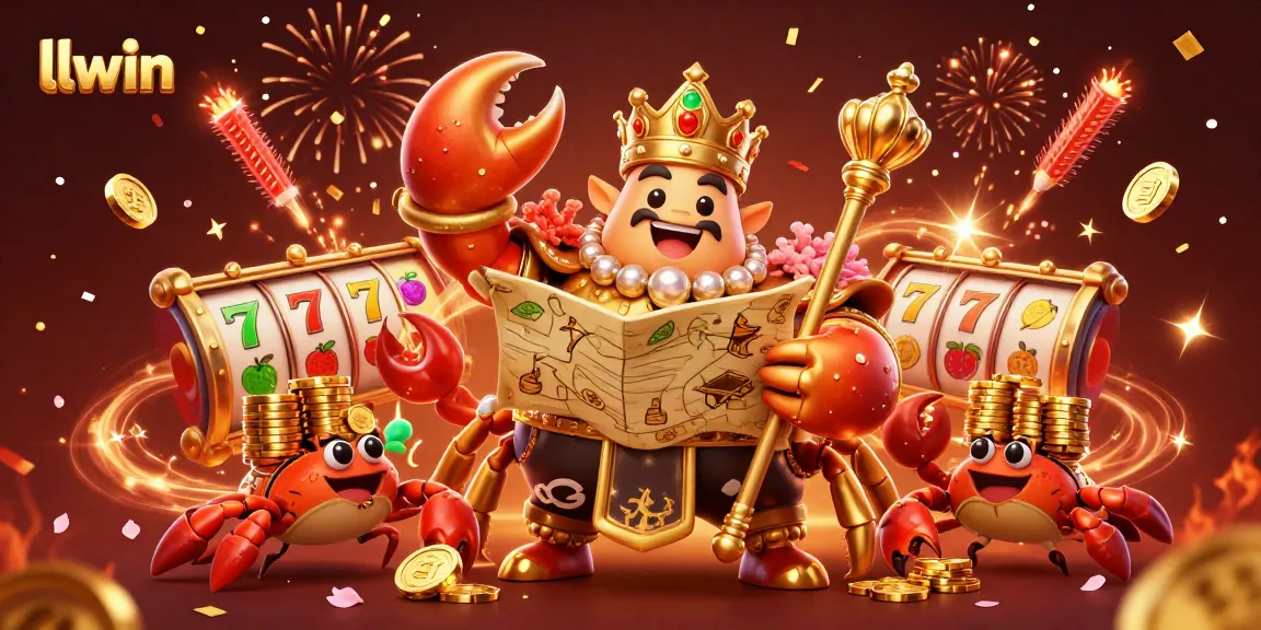 Experience thrilling gameplay on llwin with a vibrant, animated casino scene featuring a golden crab emperor.