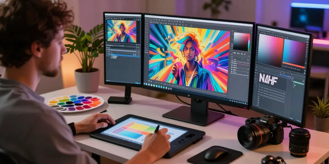 Artist creating stunning NSFW AI imagery in a modern digital art workspace.