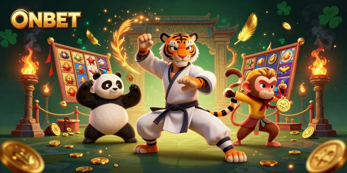 Experience the excitement of ONBET with kung fu mastery and casino thrills in an epic scene.