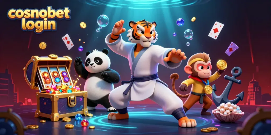 Experience the excitement of cosmobet login with our vibrant casino scene featuring a kung fu tiger.