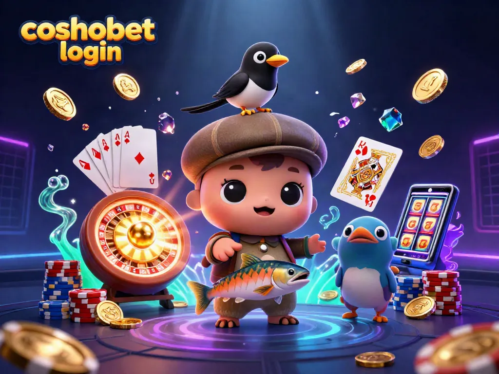 Join the fun with cosmobet login featuring a vibrant casino scene of Nessie, gems, and golden coins.