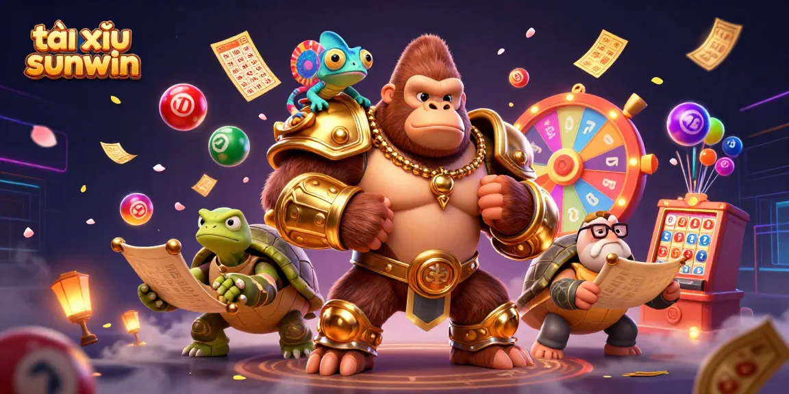 Experience thrilling moments with tài xỉu sunwin as the gorilla king leads the action in a dynamic casino illustration.