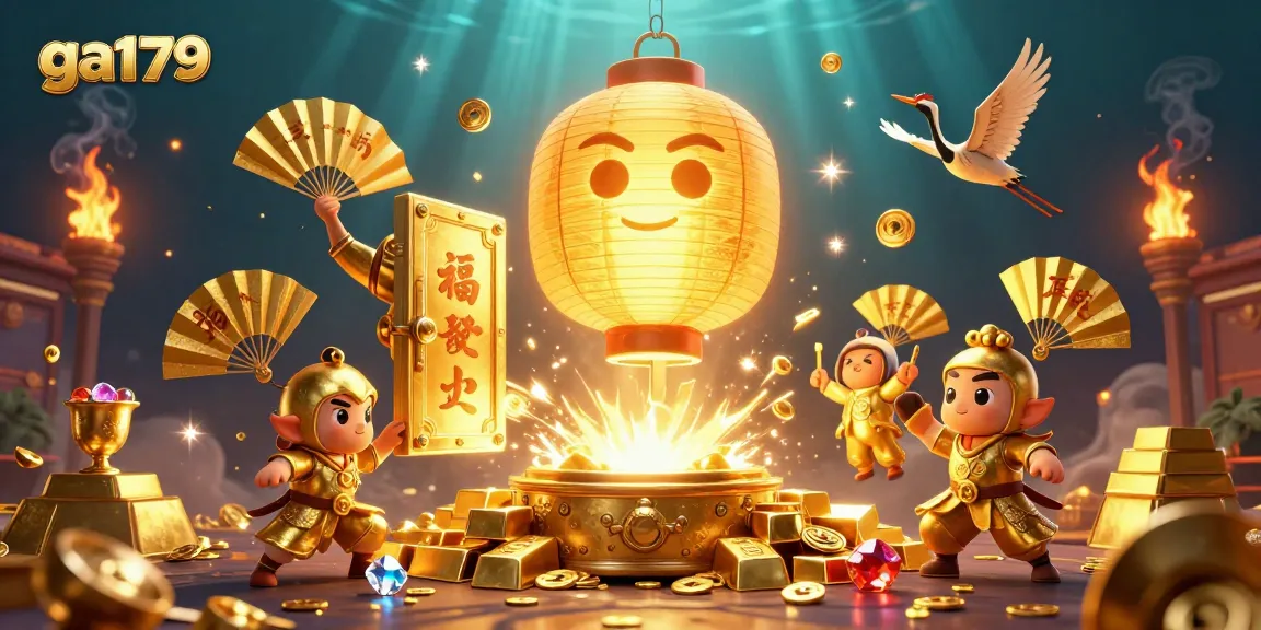 Engage with the enchanting scene featuring ga179, a glowing lantern spirit amidst a night market casino.