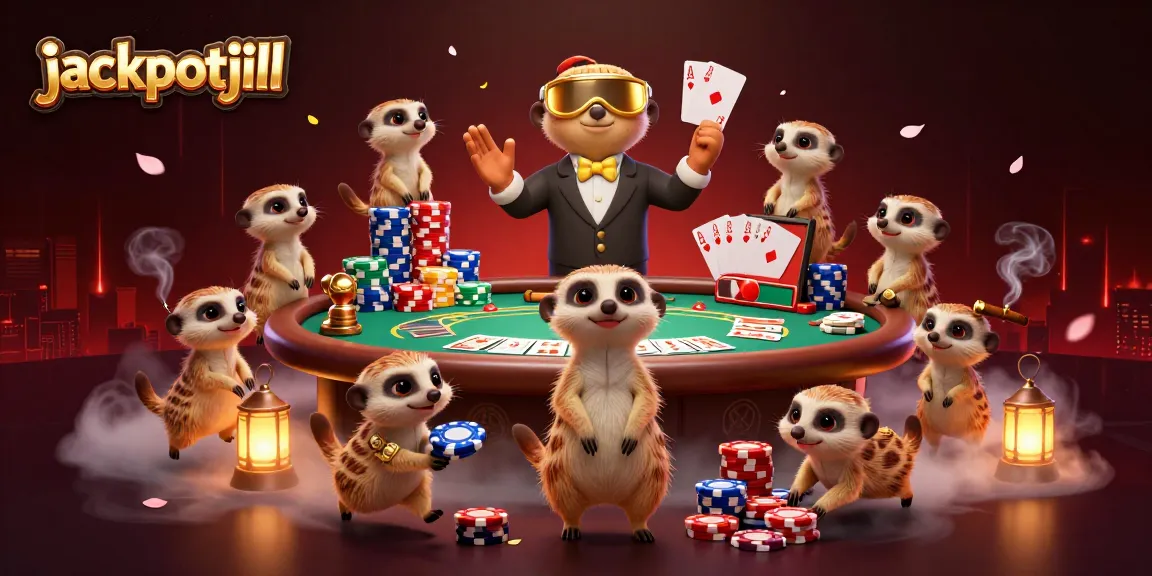 jackpotjill meerkats operate a vibrant casino with colorful poker chips and engaging games