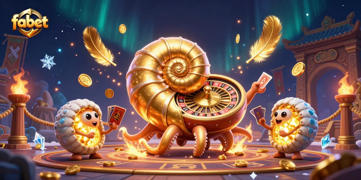 Experience excitement at fabet with a vibrant 3D illustration of a giant nautilus playing cards.