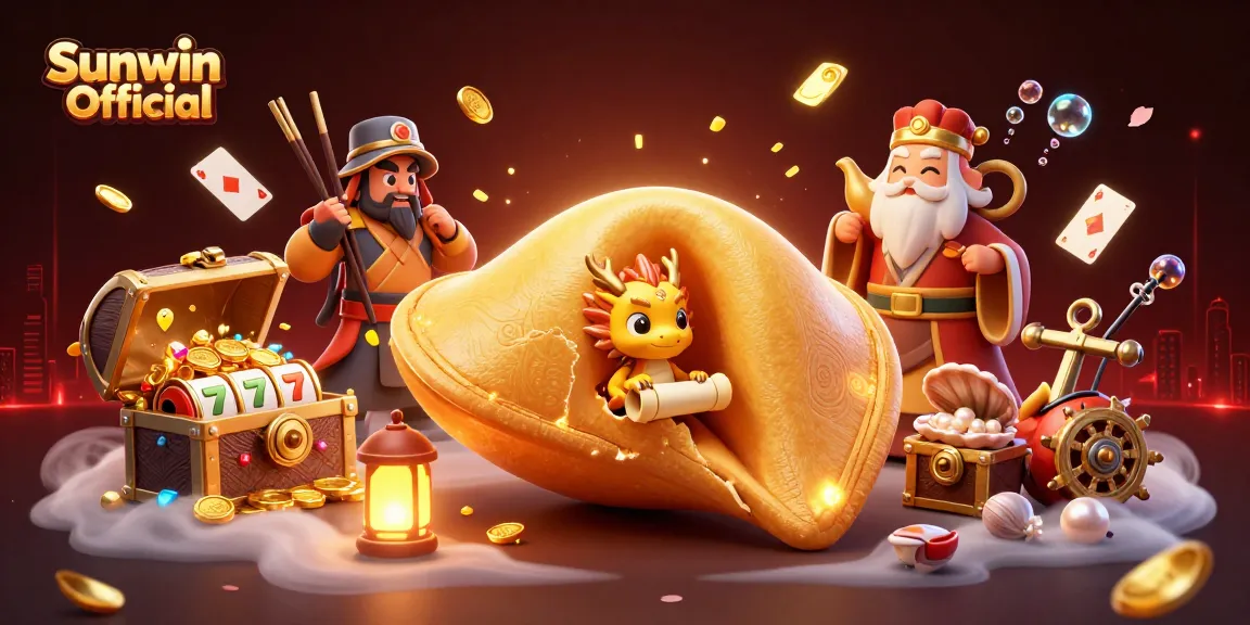 Spin to win at Sunwin Official with vibrant 3D fantasy slots illuminated with golden treasures.